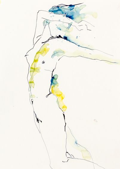 Tanzender Akt, Tusche auf Papier, 29,7 x 42cm