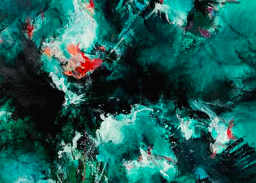 Angelika Richter, abstract painting, acrylic and oil on canvas, 80x100cm