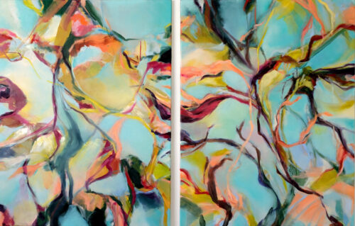 Ölfarbe auf Leinwand, 2-teilig, je 118 x 88 cm, 2021